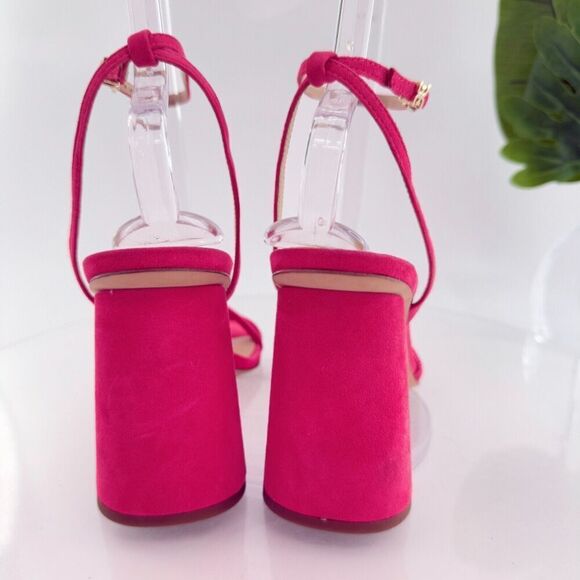 Sam Edelman Womens Kia Sandals Block Heel Strappy Pink Suede Square Toe Size 10 - Picture 7 of 16